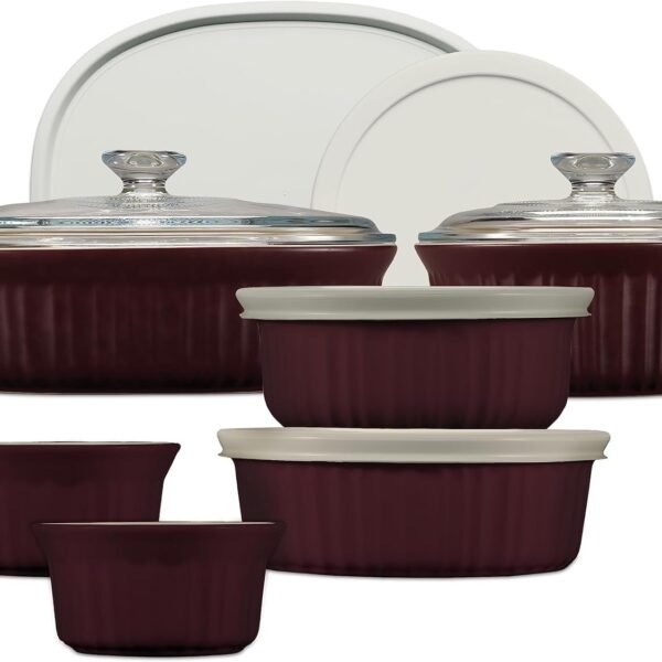Ceramic baking dish set with lid