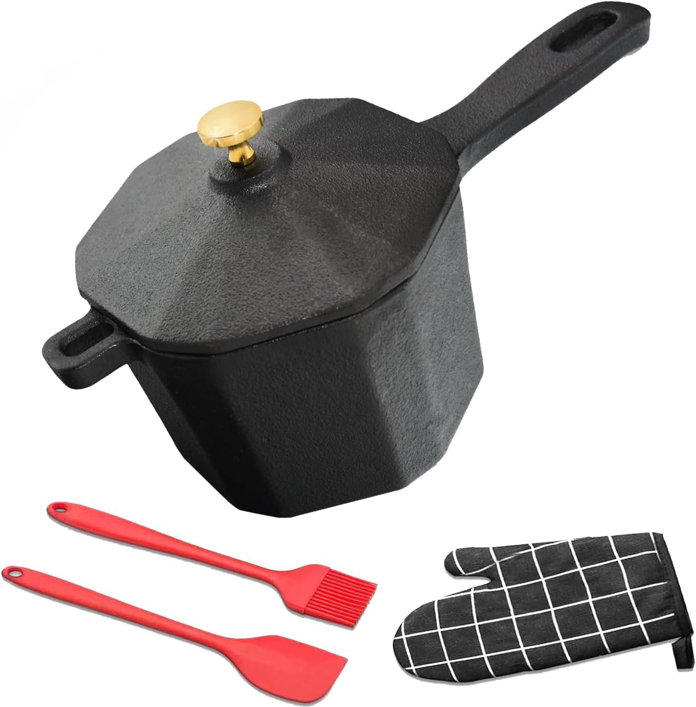 Cast iron saucepan with lid