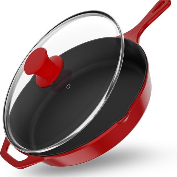 Cast iron deep skillet with lid