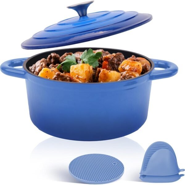 Round cast iron Dutch oven