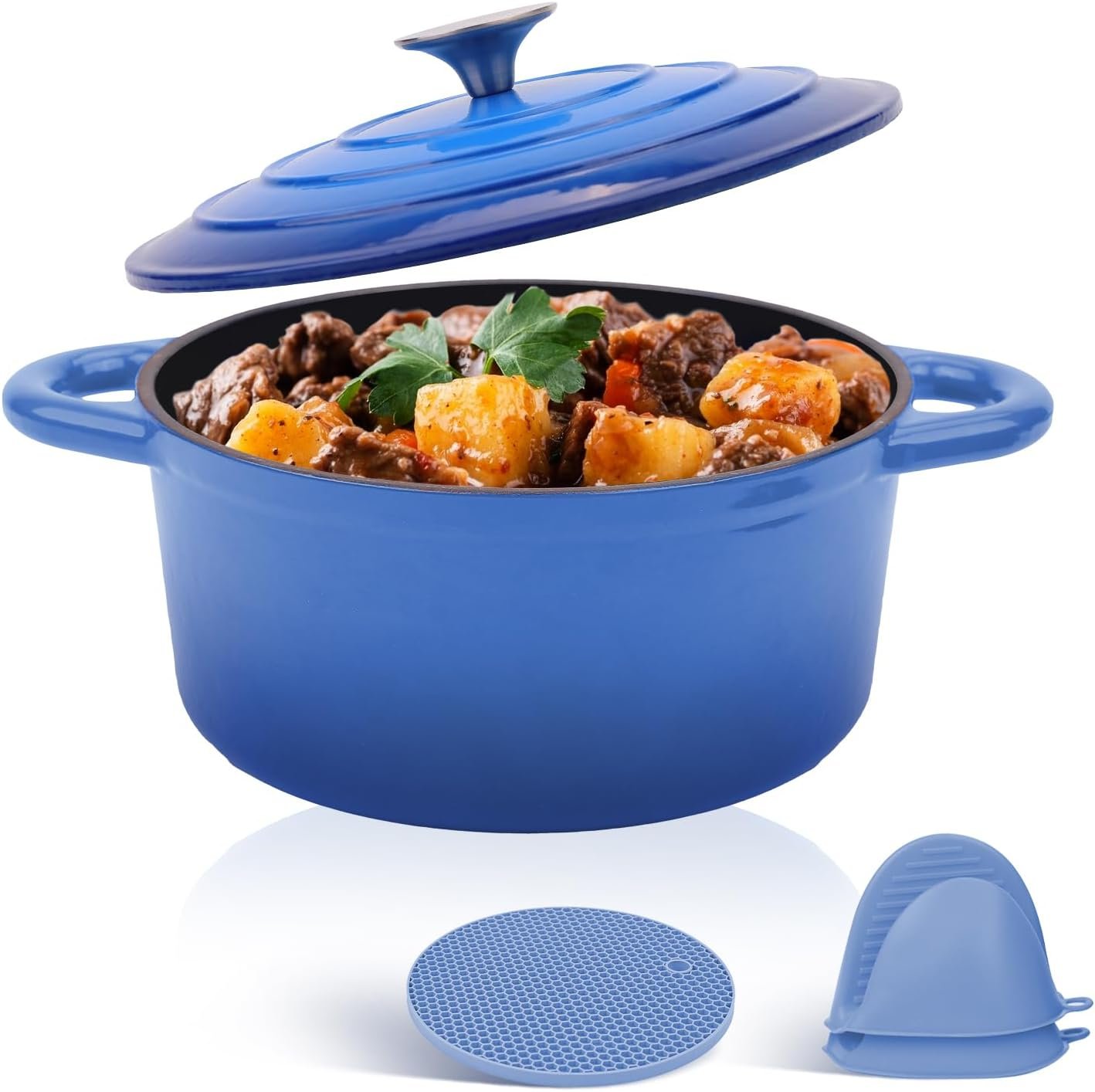 Round cast iron Dutch oven